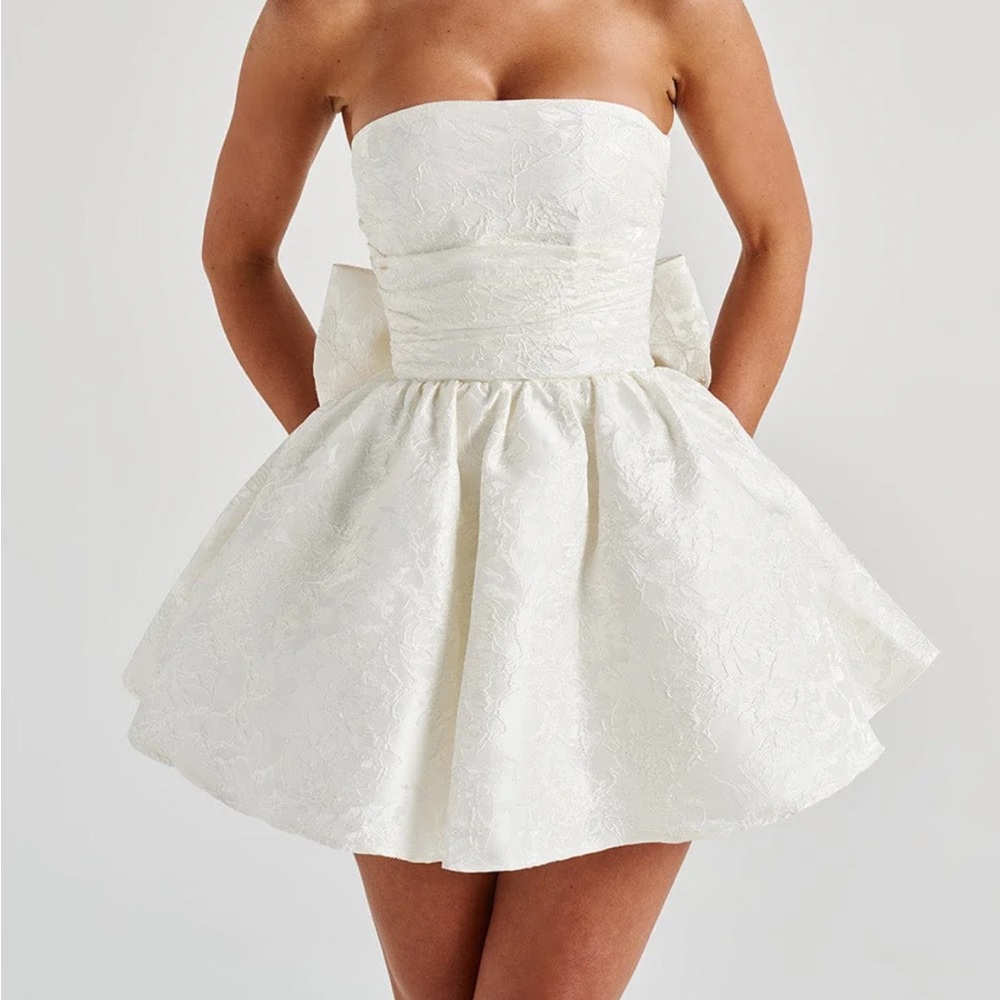 Ivory Mini Dress w/ floral satin print